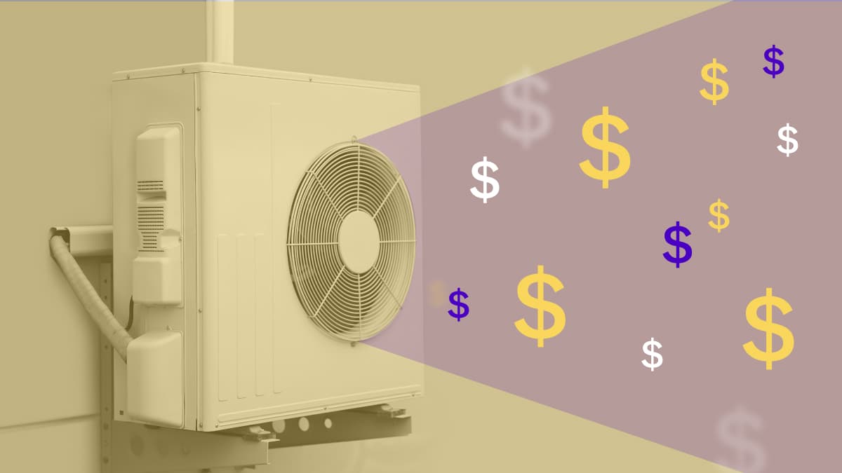 Heat pump projecting dollar signs